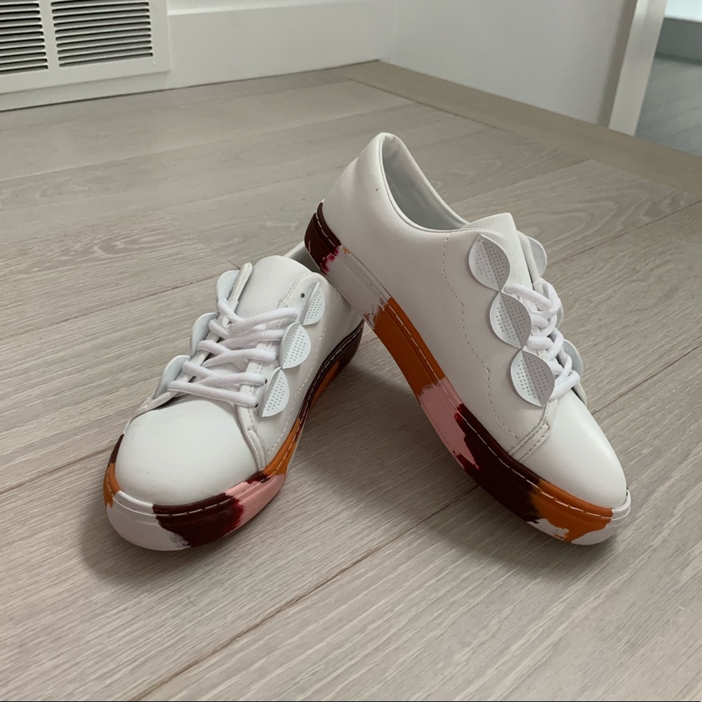 Zara white sneaker with tie dye inspired sole